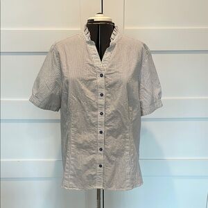 Sag Harbor Blue and White Striped Short Sleeved Blouse